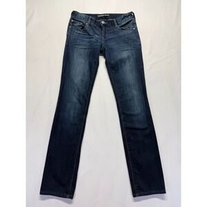 Express Stella Low Rise Jeans Womens 2R Blue Whiskered Denim Cotton Skinny Leg